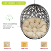 Wicker Basket Swing Chair;  Hanging Egg Chairs with Durable Stand and Waterproof Cushion for Outdoor Patio - Khaki