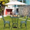 Outdoor Cast Aluminum Patio Furniture Set with Rose Design - Green