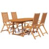 5 Piece Patio Dining Set Solid Wood Acacia - Brown