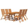 7 Piece Patio Dining Set Solid Wood Acacia - Brown