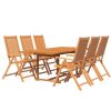 7 Piece Patio Dining Set Solid Wood Acacia - Brown